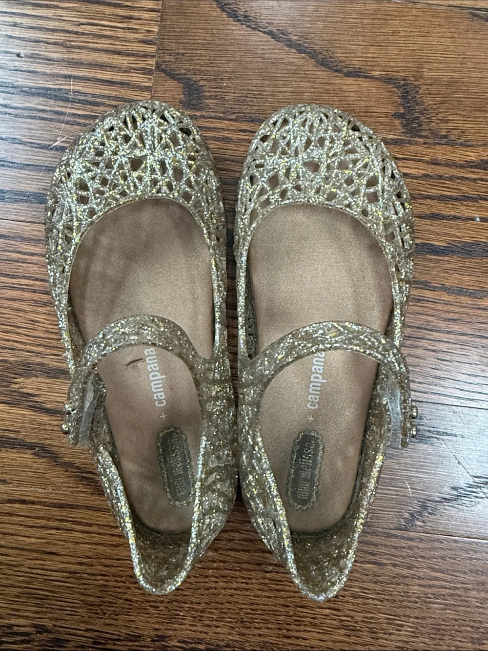 Mini Melissa Gold Glitter Jellies
